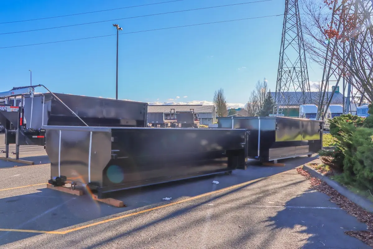 Roll-off dumpster ready for waste disposal at job site for 40 Yard Dumpster Rental in Rockdale